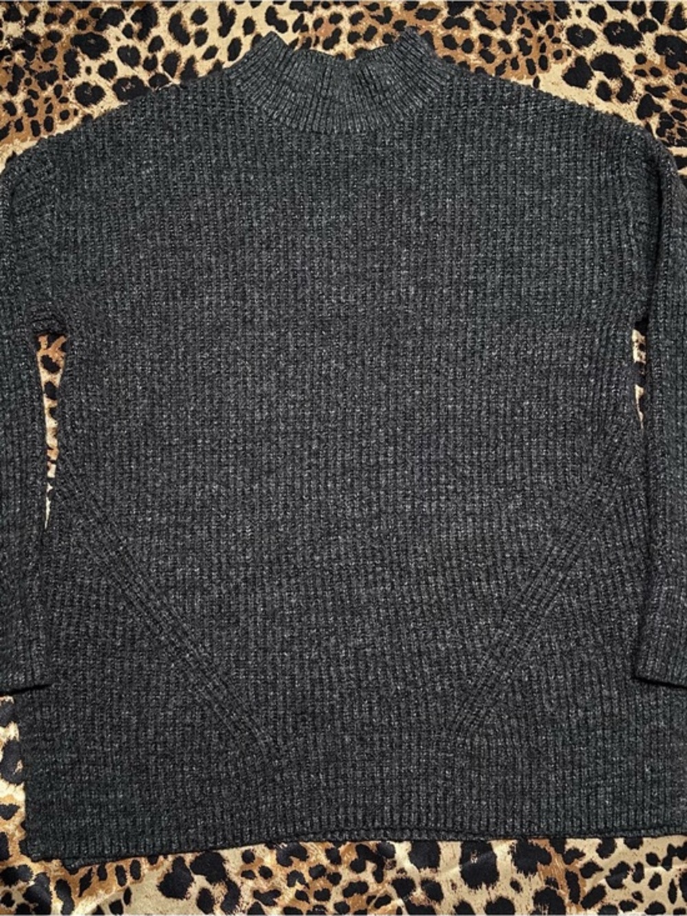 Old Navy Charcoal Charcoal Grey Chunky Knit Mock Neck Sweater